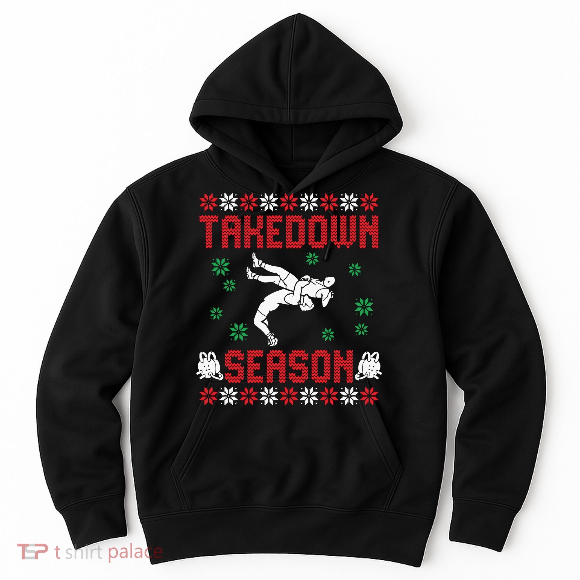 Wrestling Ugly Sweater Takedown Season Christmas Santa Hoodie