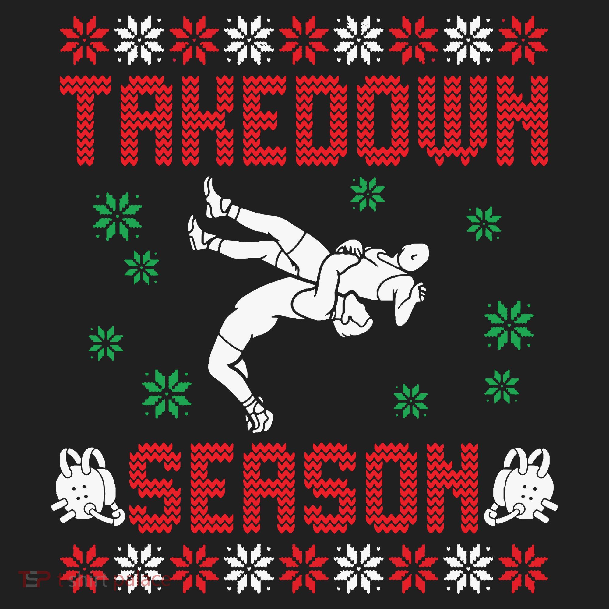 Wrestling Ugly Sweater Takedown Season Christmas Santa Beanie