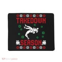Wrestling Ugly Sweater Takedown Season Christmas Santa Mousepad thumb 0