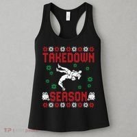 Wrestling Ugly Sweater Takedown Season Christmas Santa Women's Tank Top thumb 3
