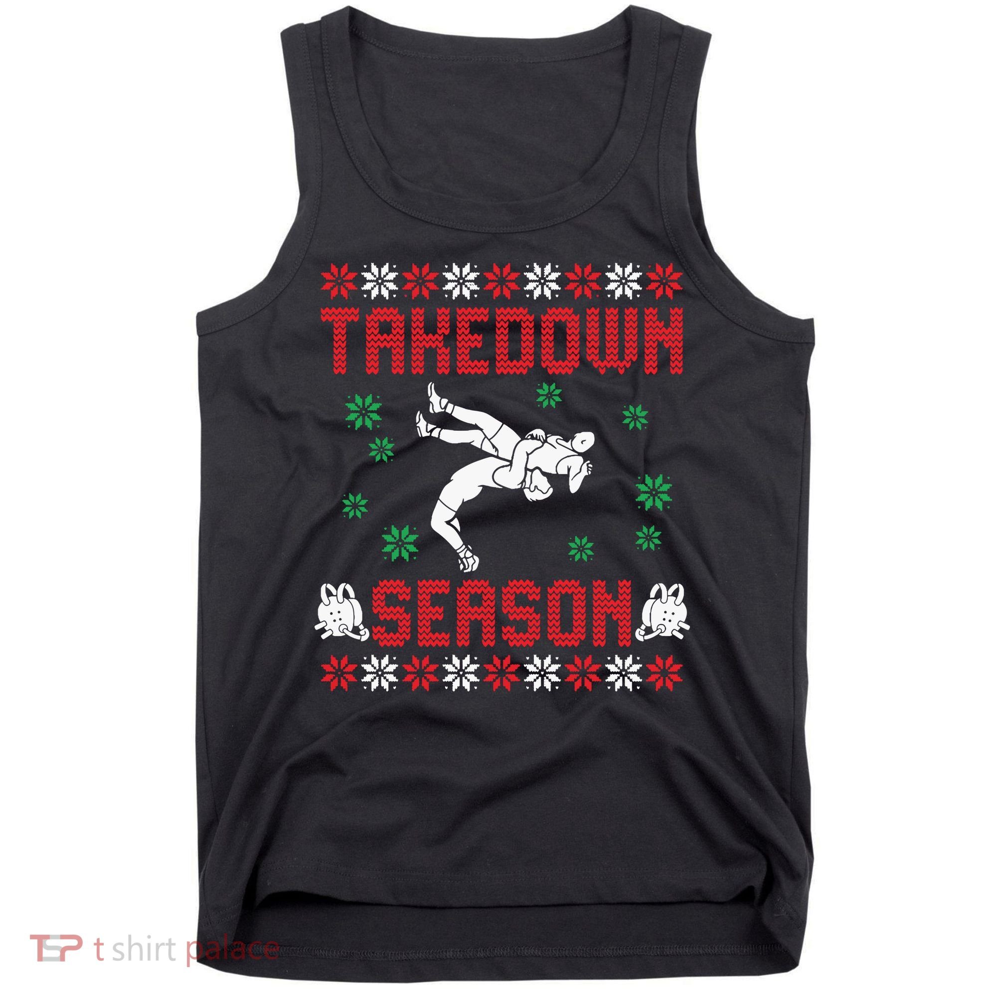 Wrestling Ugly Sweater Takedown Season Christmas Santa Tank Top