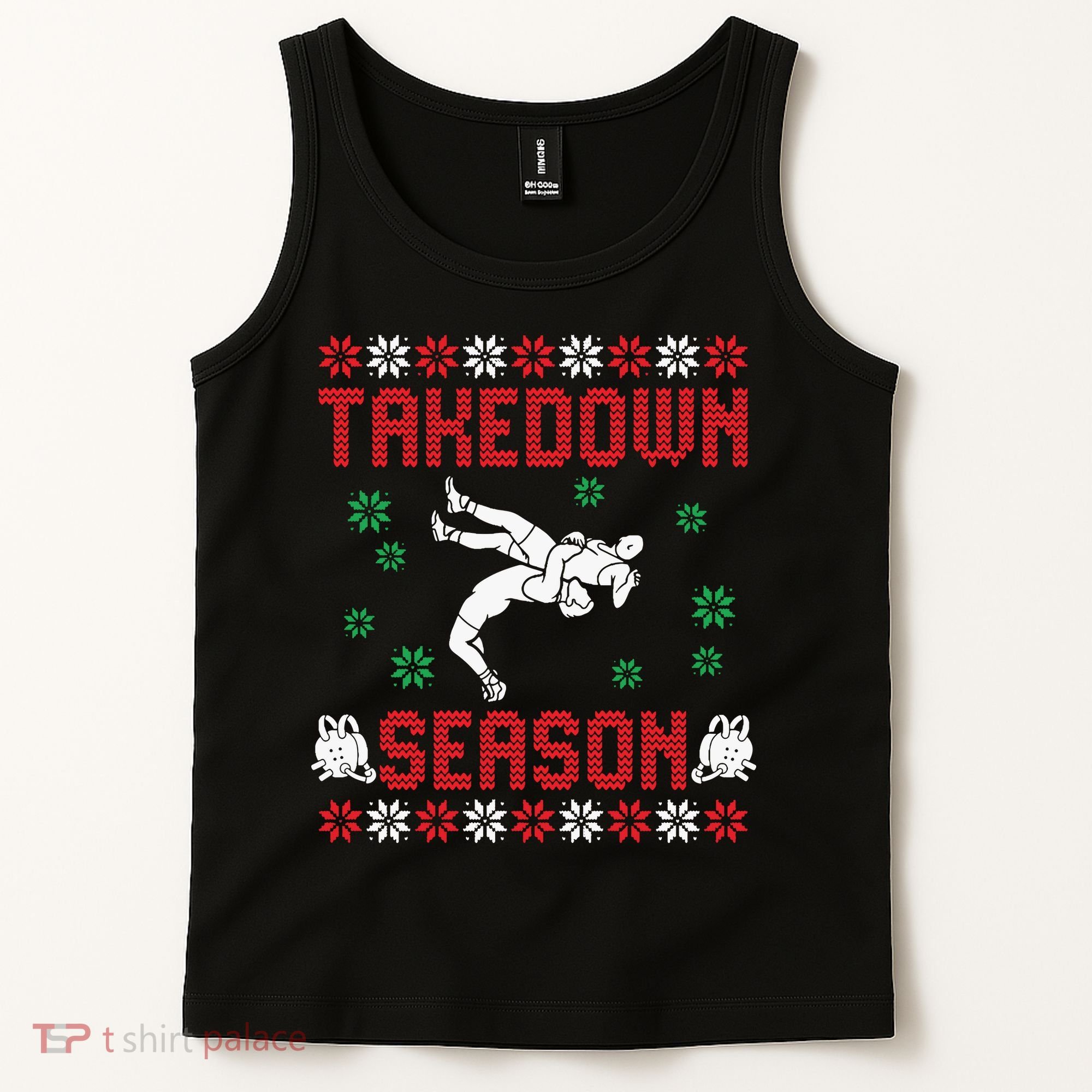 Wrestling Ugly Sweater Takedown Season Christmas Santa Tank Top