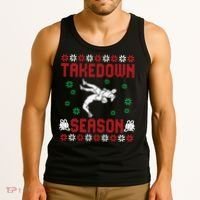 Wrestling Ugly Sweater Takedown Season Christmas Santa Tank Top thumb 3