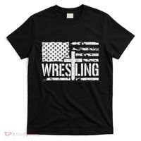 Wrestling Usa Us Flag Patriotic Cross Christ T-Shirt thumb 0