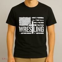 Wrestling Usa Us Flag Patriotic Cross Christ T-Shirt thumb 3