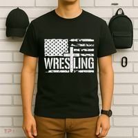 Wrestling Usa Us Flag Patriotic Cross Christ T-Shirt thumb 6