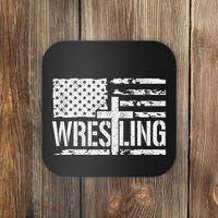 Wrestling Usa Us Flag Patriotic Cross Christ Coaster thumb 0