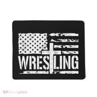 Wrestling Usa Us Flag Patriotic Cross Christ Mousepad thumb 0