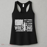 Wrestling Usa Us Flag Patriotic Cross Christ Women's Tank Top thumb 3