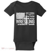 Wrestling Usa Us Flag Patriotic Cross Christ Baby Bodysuit thumb 0