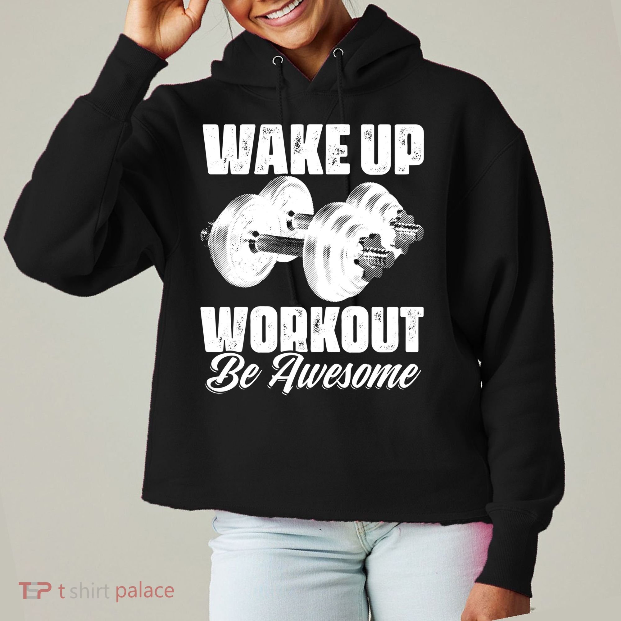 Wake Up Workout Be Awesome Exercise Fitness Workout Gift Ladies Heavyweight Boxy Pullover Hoodie