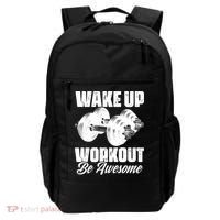Wake Up Workout Be Awesome Exercise Fitness Workout Gift Backpack thumb 0