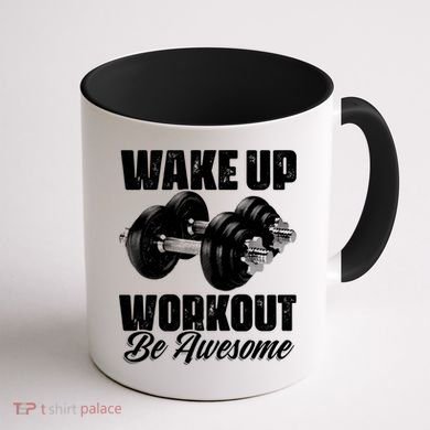 Wake Up Workout Be Awesome Exercise Fitness Workout Gift Coffee Mug back