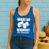 Wake Up Workout Be Awesome Exercise Fitness Workout Gift Women's Tank Top thumb 2