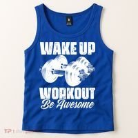Wake Up Workout Be Awesome Exercise Fitness Workout Gift Tank Top thumb 2