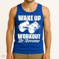 Wake Up Workout Be Awesome Exercise Fitness Workout Gift Tank Top thumb 3