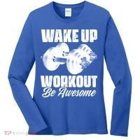 Wake Up Workout Be Awesome Exercise Fitness Workout Gift Women's Long Sleeve Shirt thumb 0