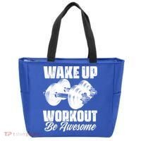 Wake Up Workout Be Awesome Exercise Fitness Workout Gift Tote Bag thumb 0