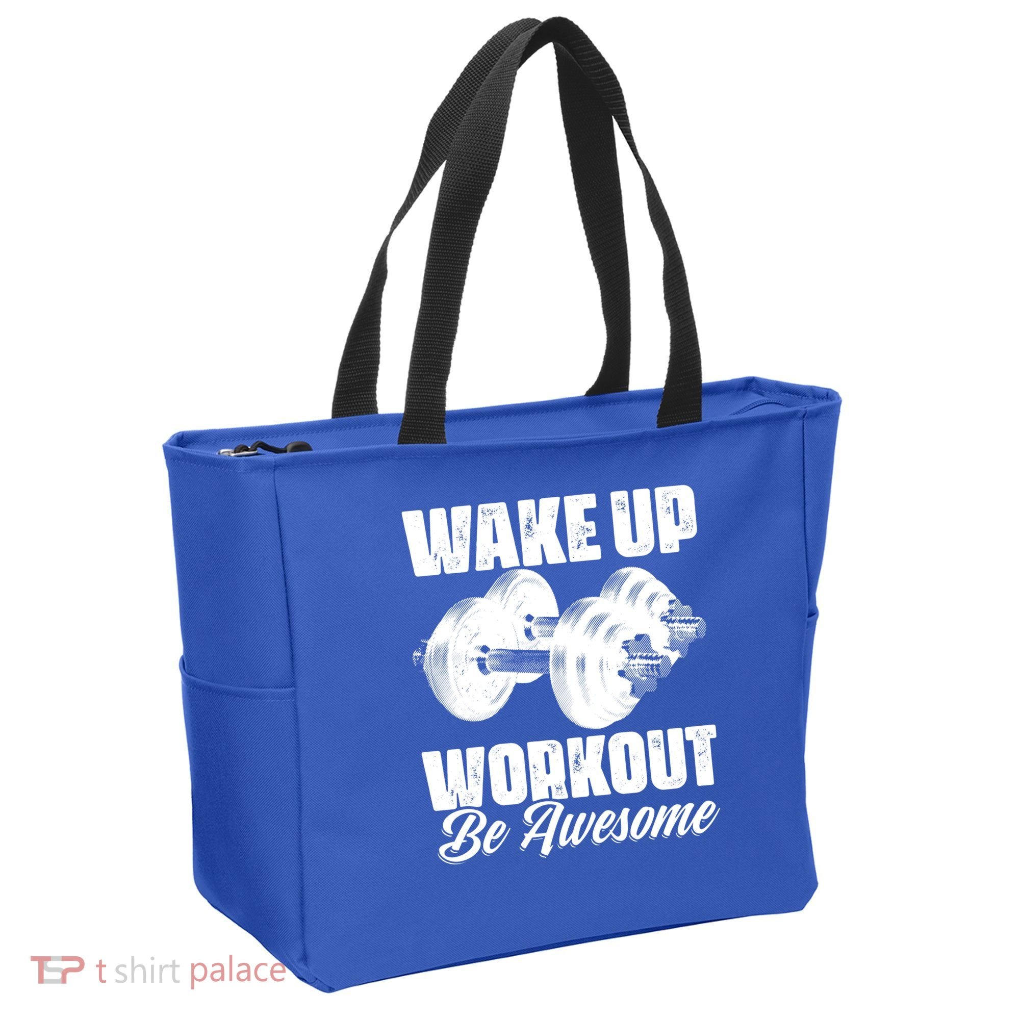 Wake Up Workout Be Awesome Exercise Fitness Workout Gift Tote Bag