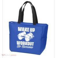 Wake Up Workout Be Awesome Exercise Fitness Workout Gift Tote Bag thumb 3