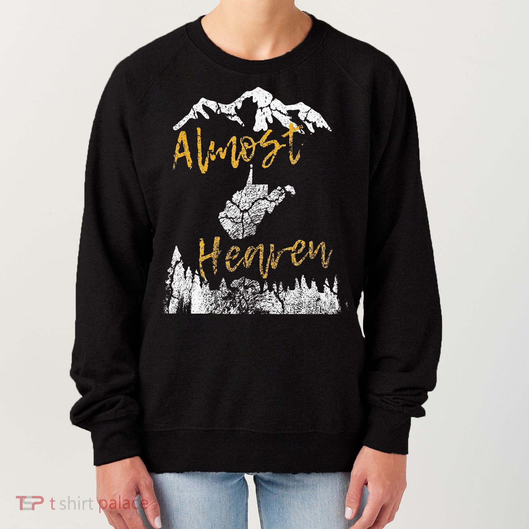West Virginia Almost Heaven State Map WV Bear Mountains Home Women's Sweatshirt