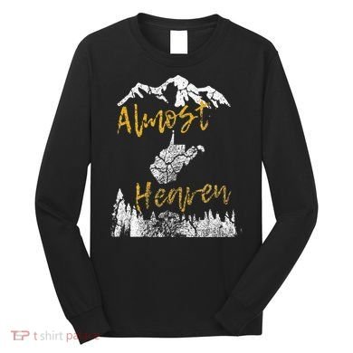 West Virginia Almost Heaven State Map WV Bear Mountains Home Long Sleeve Shirt