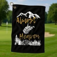 West Virginia Almost Heaven State Map WV Bear Mountains Home Golf Towel thumb 1