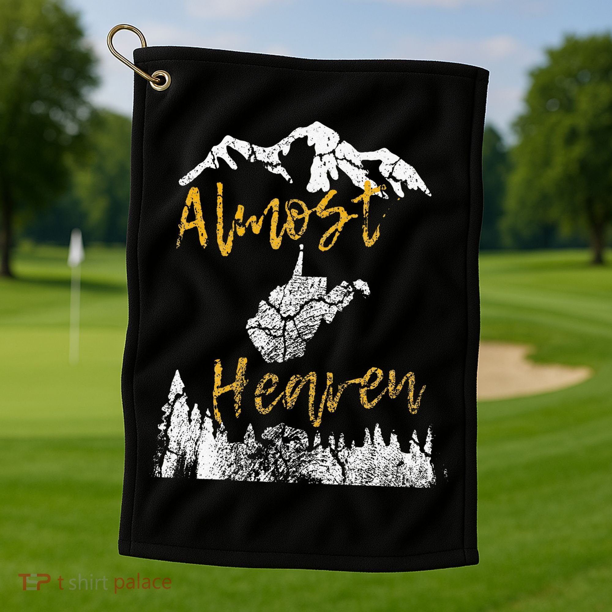 West Virginia Almost Heaven State Map WV Bear Mountains Home Golf Towel