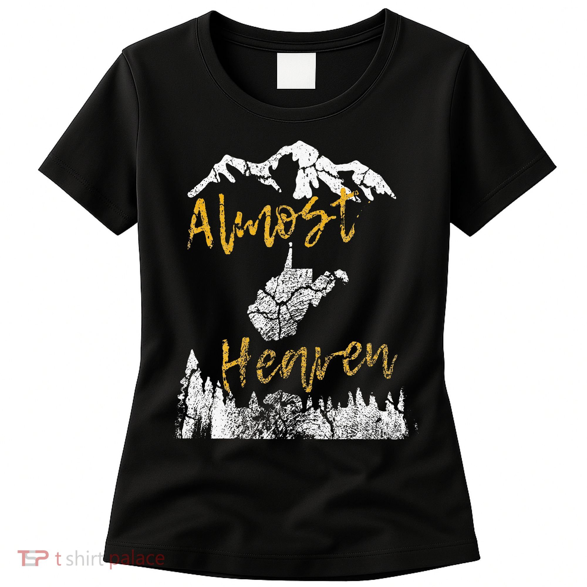 West Virginia Almost Heaven State Map WV Bear Mountains Home Women's T-Shirt