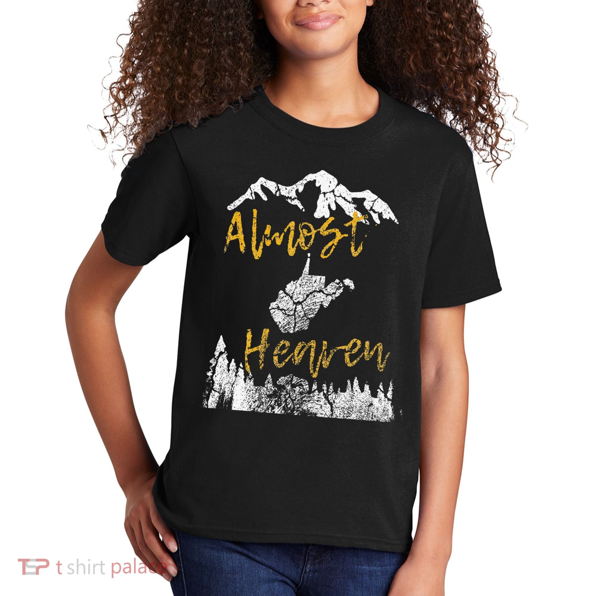 West Virginia Almost Heaven State Map WV Bear Mountains Home Kids T-Shirt