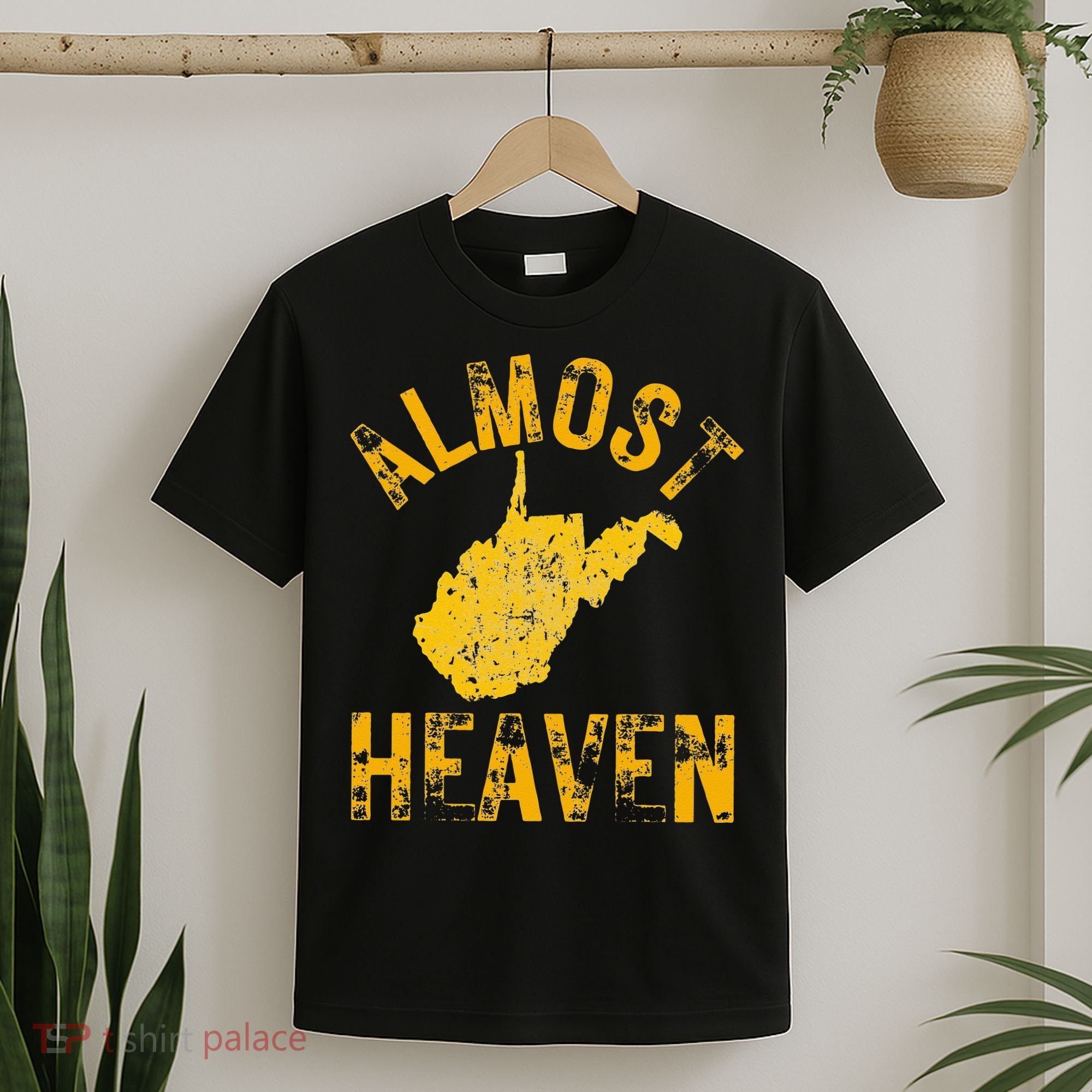 West Virginia Almost Heaven WV Map Home 304 Vintage T-Shirt