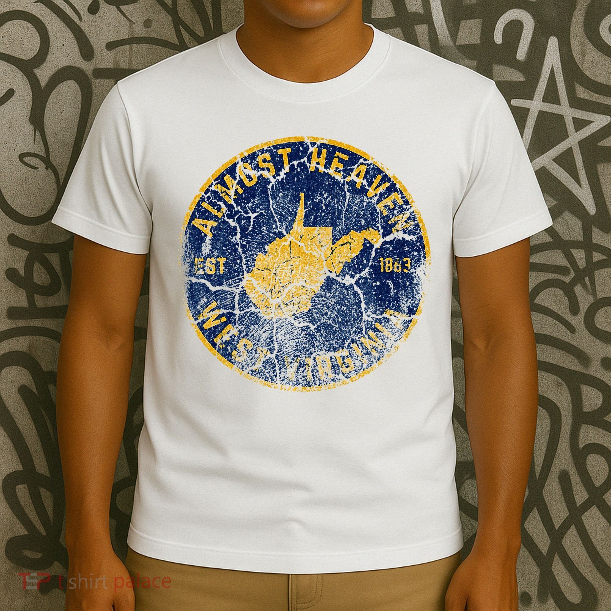 West Virginia Almost Heaven State Map WV Home Vintage 304 T-Shirt