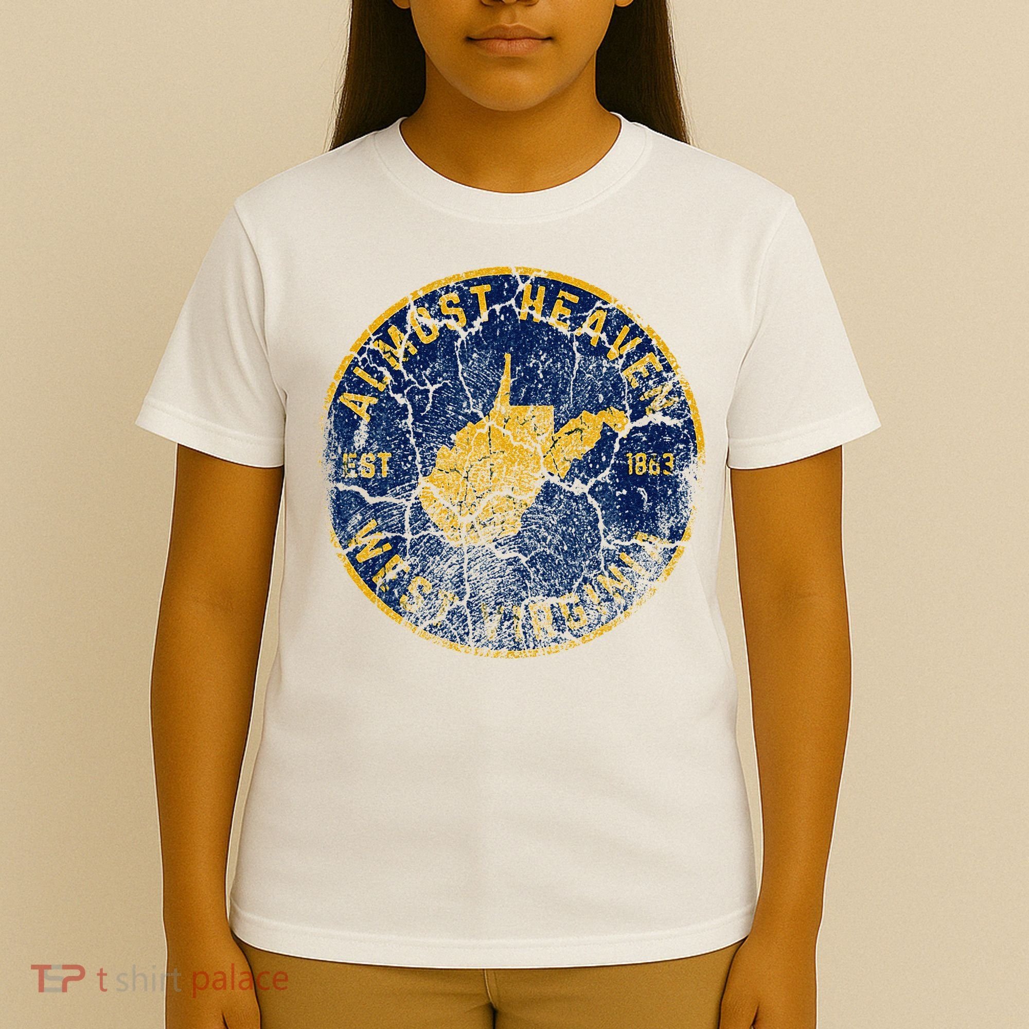 West Virginia Almost Heaven State Map WV Home Vintage 304 T-Shirt