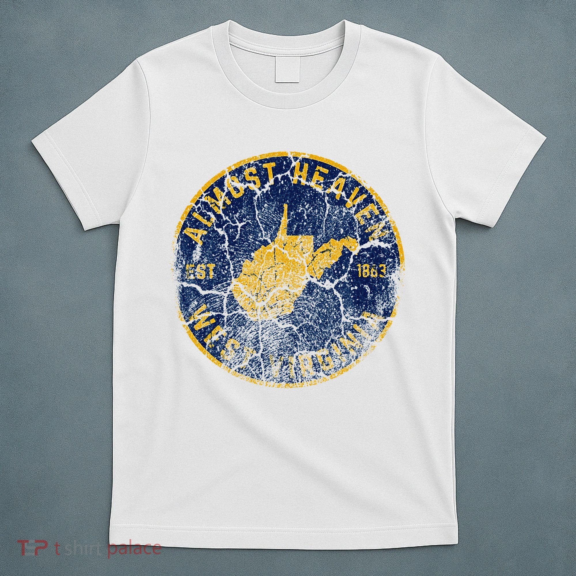 West Virginia Almost Heaven State Map WV Home Vintage 304 T-Shirt