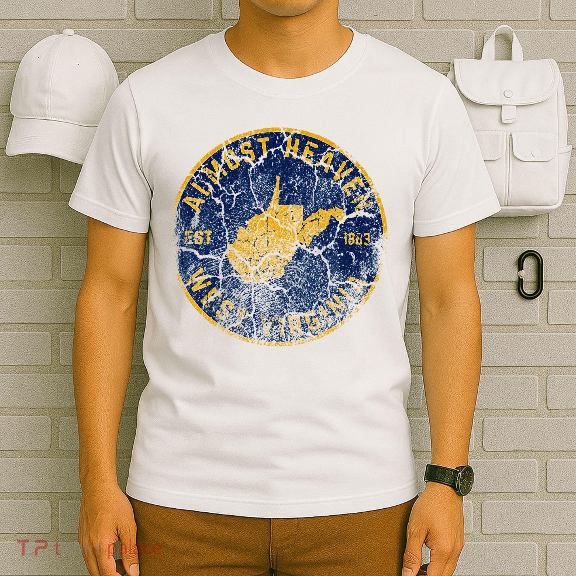 West Virginia Almost Heaven State Map WV Home Vintage 304 T-Shirt