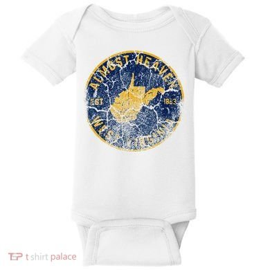 West Virginia Almost Heaven State Map WV Home Vintage 304 Baby Bodysuit