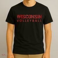 Wisconsin Volleyball Block Style VIntage Distressed T-Shirt thumb 3