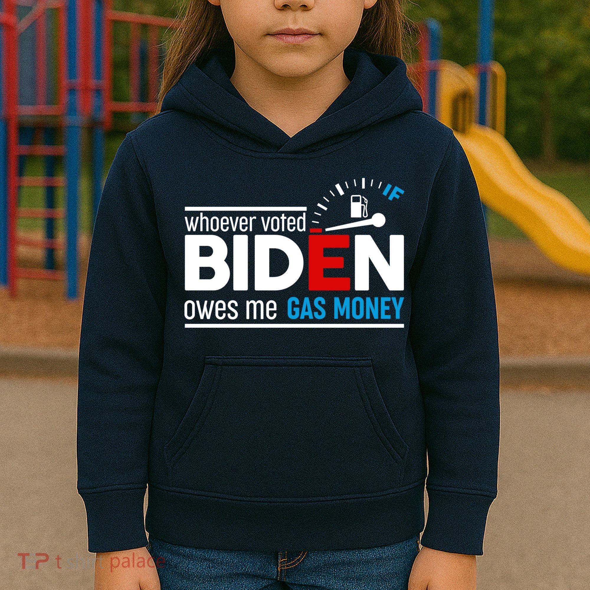 Whoever Voted Biden Owes Me Gas Money Kids Hoodie