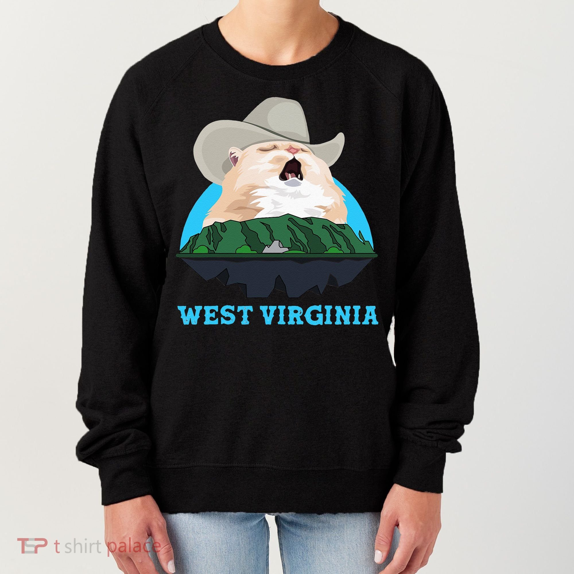 West Virginia Cowboy Cat Singing Meme Meowdy Women's Sweatshirt