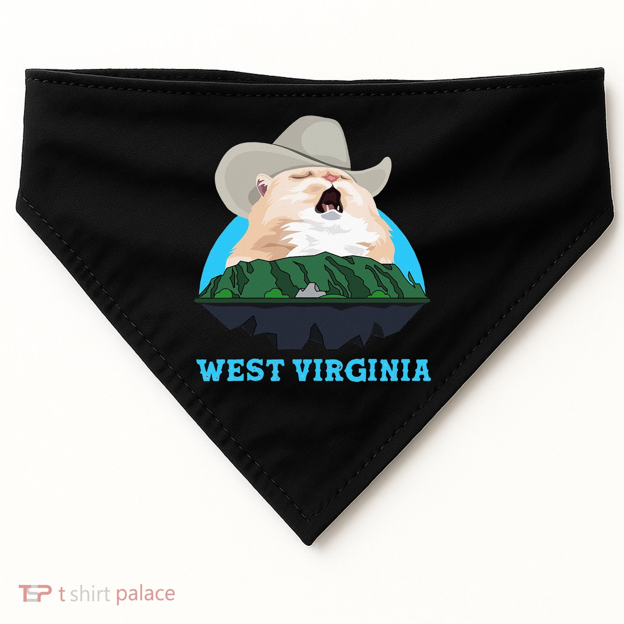 West Virginia Cowboy Cat Singing Meme Meowdy USA-Made Doggie Bandana