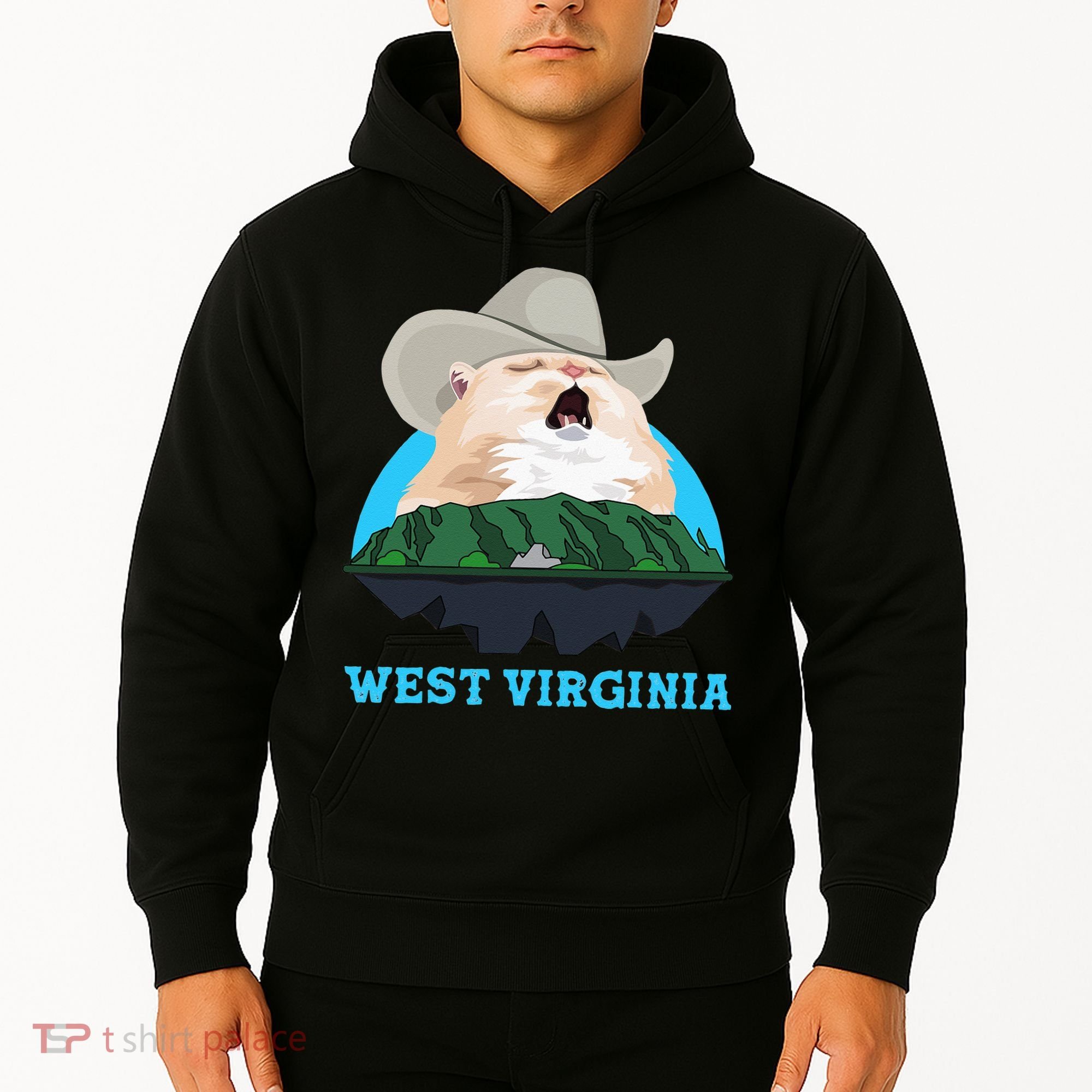 West Virginia Cowboy Cat Singing Meme Meowdy Hoodie
