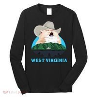 West Virginia Cowboy Cat Singing Meme Meowdy Long Sleeve Shirt thumb 0