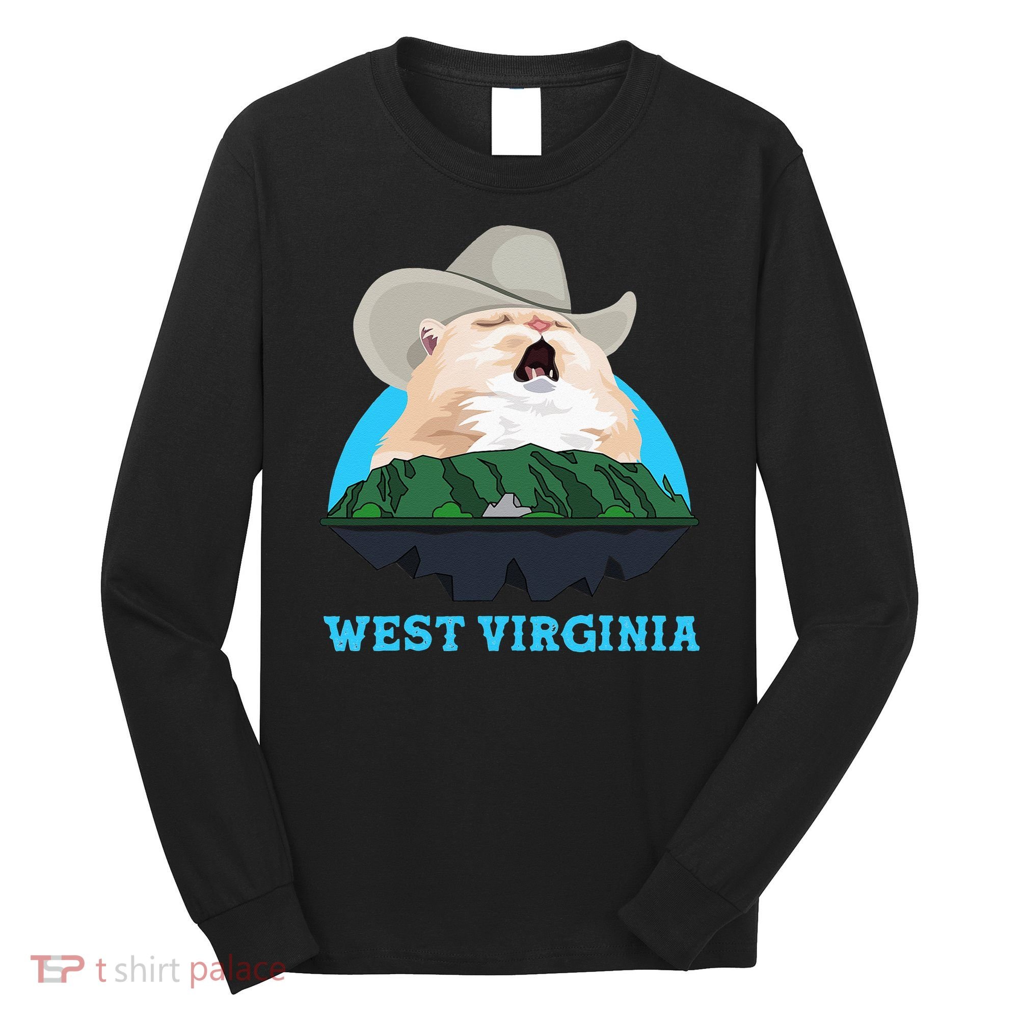 West Virginia Cowboy Cat Singing Meme Meowdy Long Sleeve Shirt