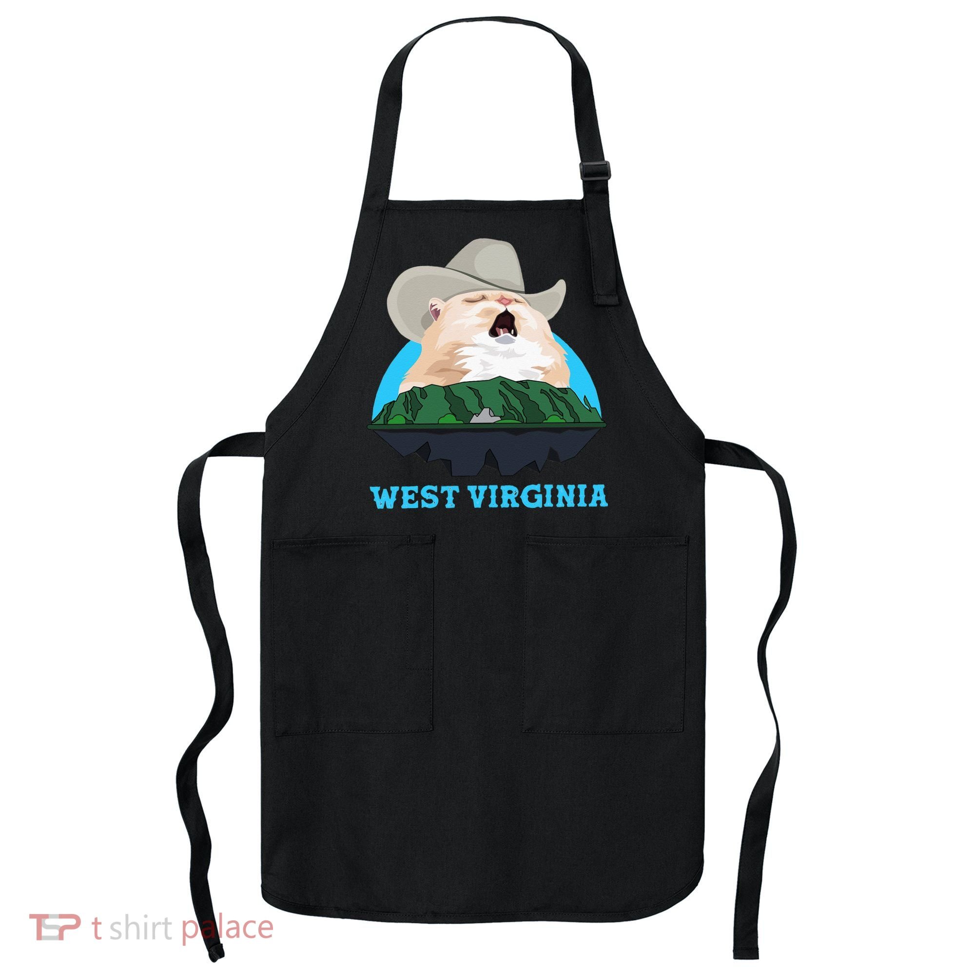 West Virginia Cowboy Cat Singing Meme Meowdy Apron