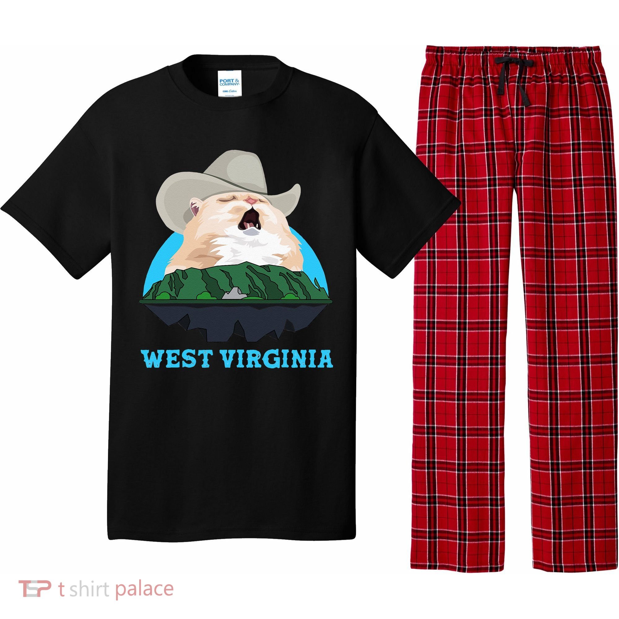 West Virginia Cowboy Cat Singing Meme Meowdy Pajama Set
