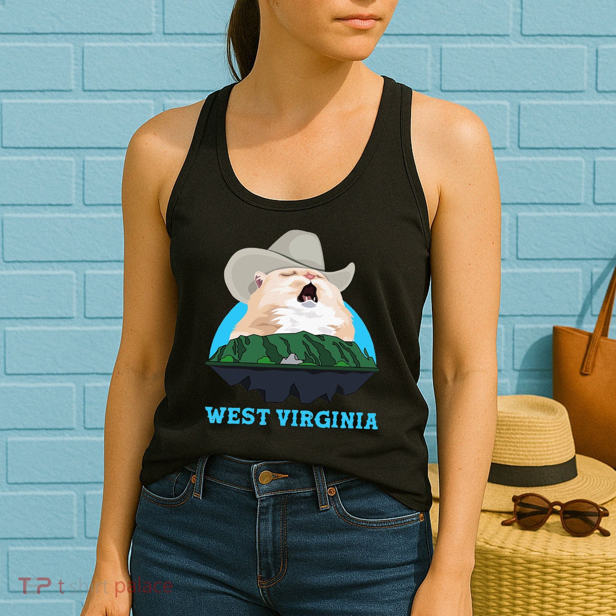 West Virginia Cowboy Cat Singing Meme Meowdy Women's Tank Top