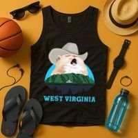 West Virginia Cowboy Cat Singing Meme Meowdy Tank Top thumb 4