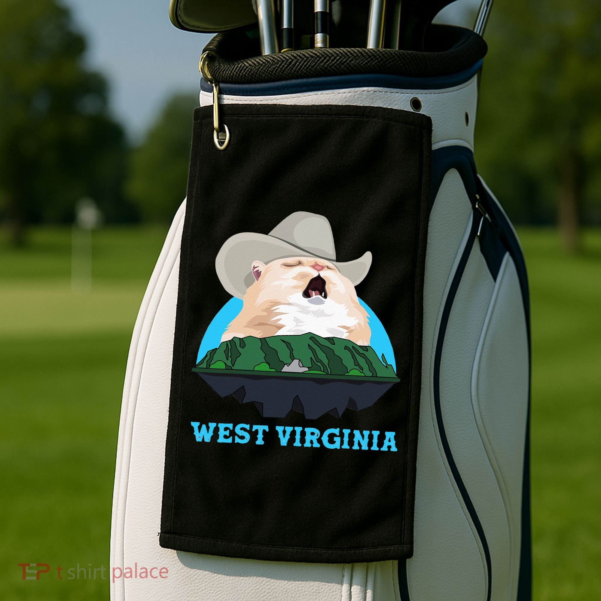West Virginia Cowboy Cat Singing Meme Meowdy Golf Towel