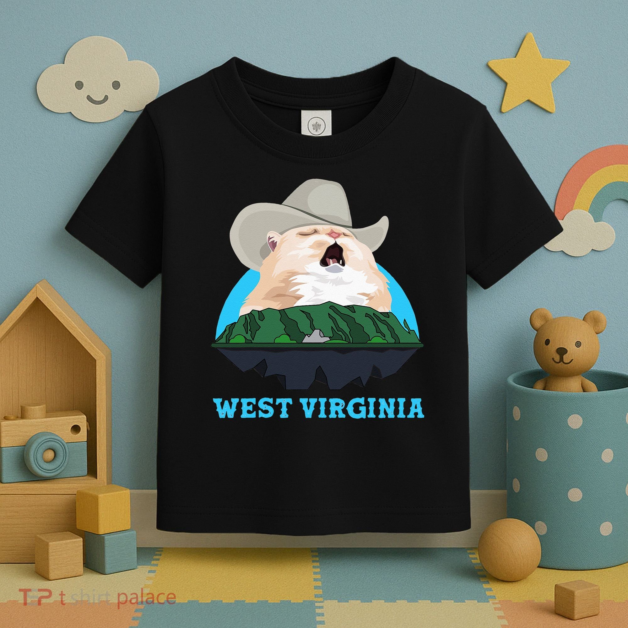 West Virginia Cowboy Cat Singing Meme Meowdy Toddler T-Shirt