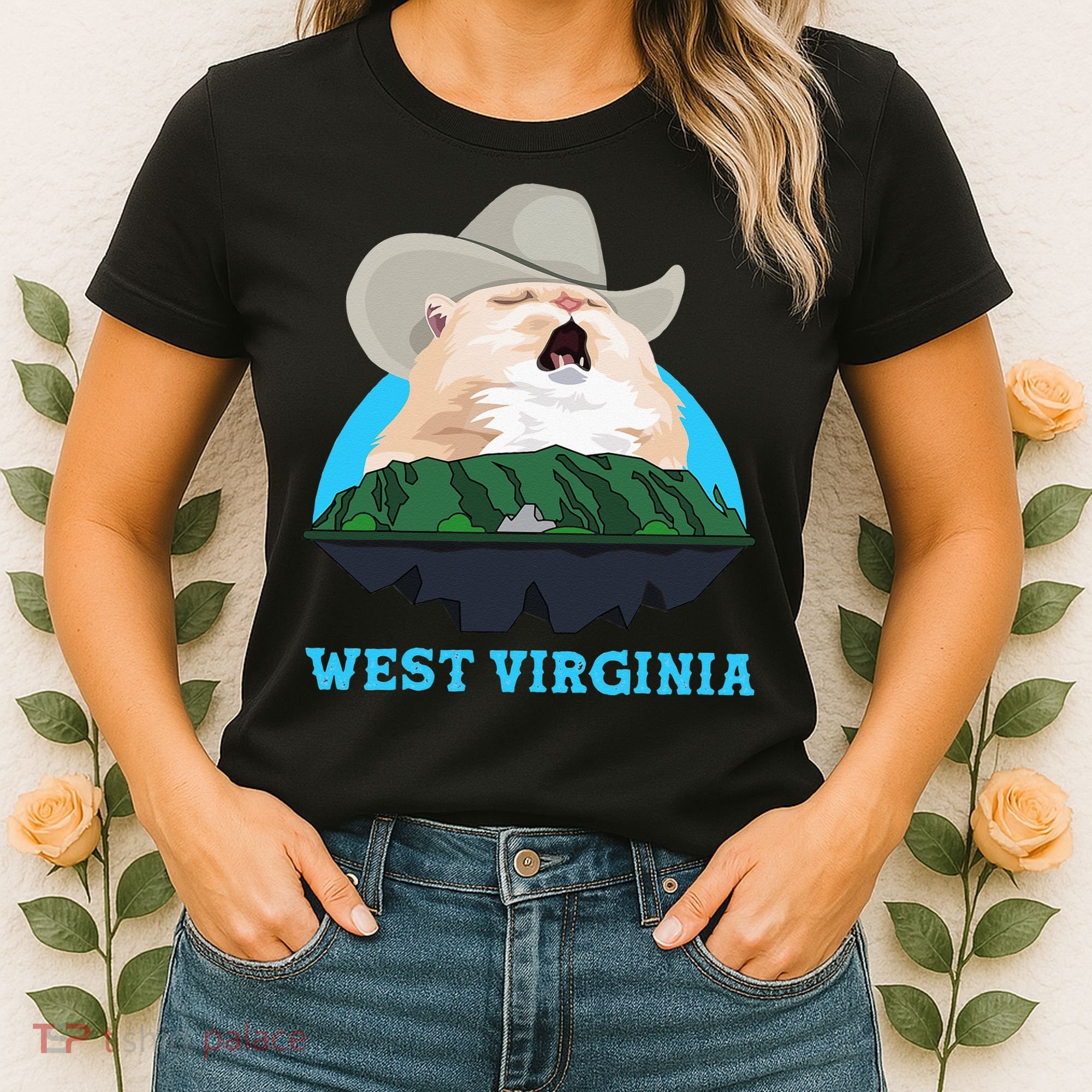 West Virginia Cowboy Cat Singing Meme Meowdy Women's T-Shirt